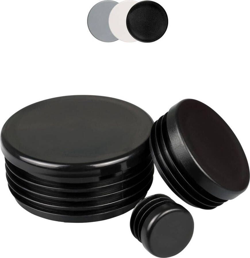 10 stuks ronde pijpdoppen lamellenstoppen alle maten selecteerbaar 10 mm tot 120 mm meubelglijders beschermkappen ronde stoppen zwart