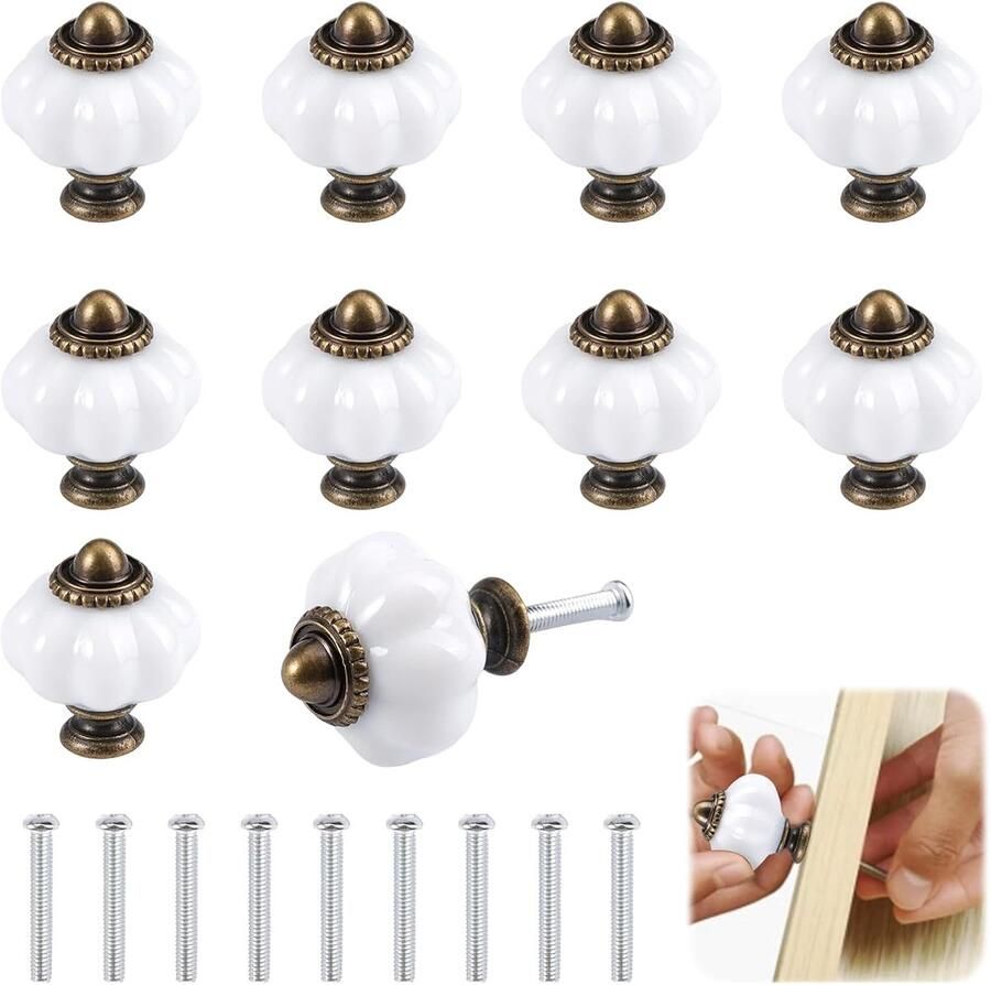 10 Stuks Ronde Vintage Trekknoppen met 10 Schroeven 30mm Kastknoppen Zink Legering Knoppen Antieke Stijl Keuken Kast Handgrepen Lade Knoppen voor Keukenkasten Kasten Laden