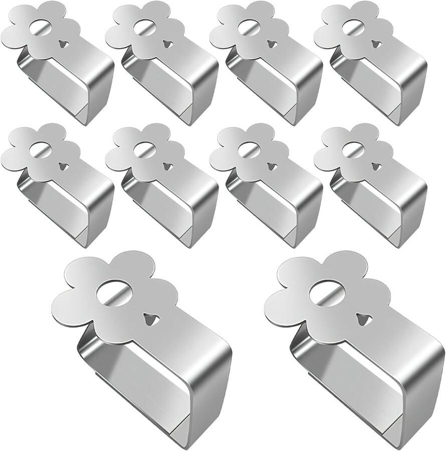 10 stuks RVS Tafelkleedklemmen Tafel accessoires Clip voor bloementafelkleed Configuratie picknicktafelkleed Tafelkleedklemmen Tafelklemmen Zilver