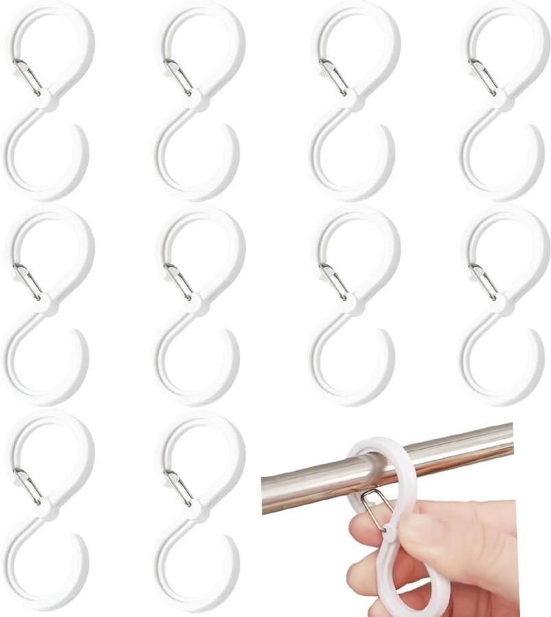 10 stuks S-haken voor het ophangen roestvrijstalen S-vormige met Veiligheidssluiting Handdoekhaakjes Keukengerei Organizer Haak Multifunctionele keukenhaak Kledinghangers Jashaak Hangers Kapstok S-haken Muurhaak wit