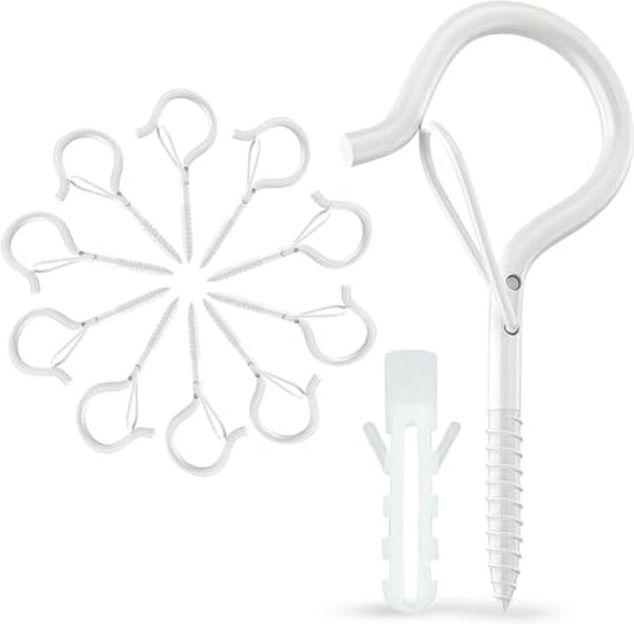 10 Stuks Schroefhaken met Vergrendeling voor Binnen en Buiten Ideaal voor Planten Lampen en Decoratie