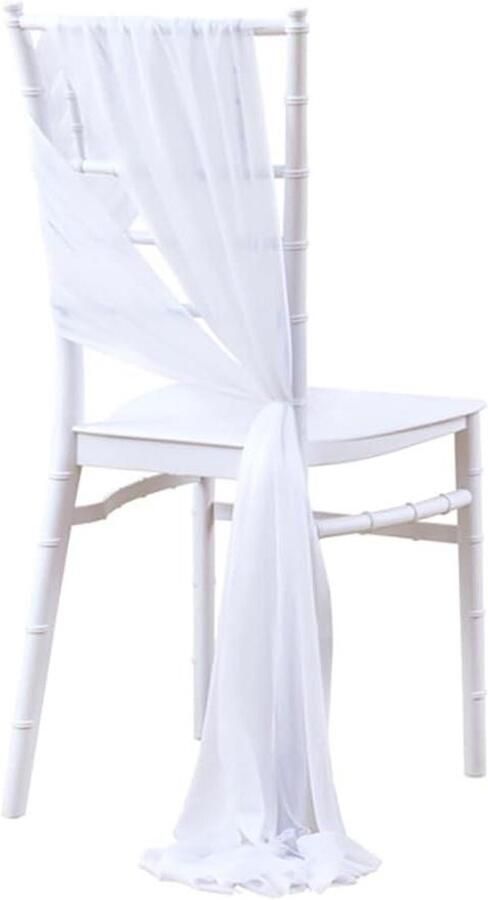 10 stuks stoelhoezen van chiffon stof voor bruiloft ceremonie en evenement wit