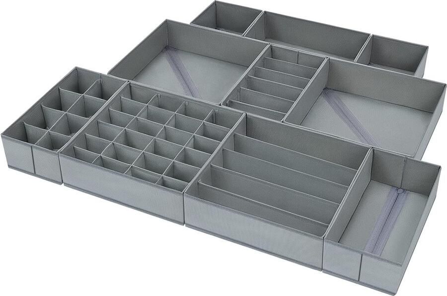 10 stuks stoffen opbergdozen lade-organizer opvouwbare kledingkast-organizer opbergsysteem voor ondergoed beha's sokken kleding grijs