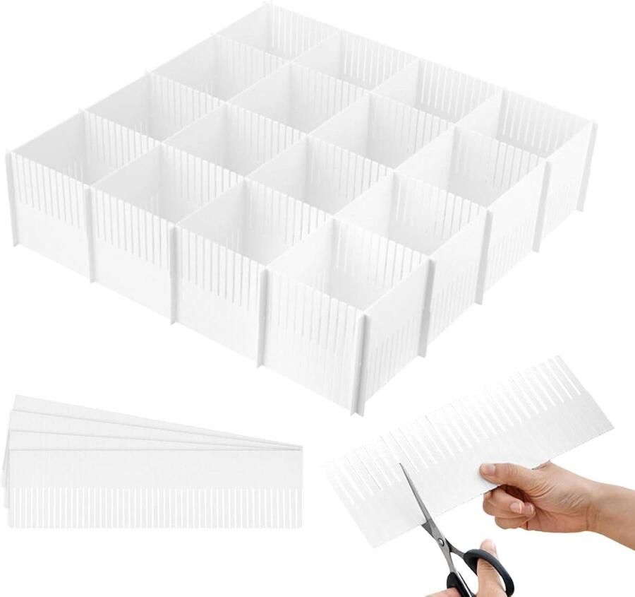 10 stuks verstelbare ladeverdelers Witte scheidingswanden voor ondergoed sokken cosmetica Ideaal voor slaapkamer kantoor en bureau-organizer
