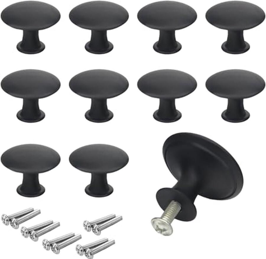 10 stuks vintage kastdeurknoppen Ronde ladegrepen voor meubels (zwart)