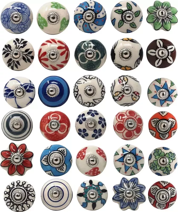 10 stuks vintage kleurrijke keramische knoppen voor dressoir lade keukenkast badkamerkast