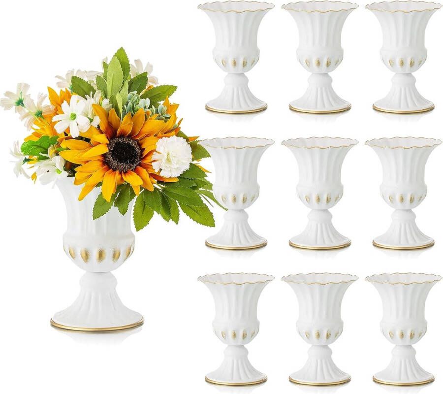 10 stuks witte bruiloft vaas kleine metalen bloemenvaas decoratie shabby chic urn planter bloemenarrangementen tafelvaas voor woonkamer keuken kantoor keuken en tafel 16 cm