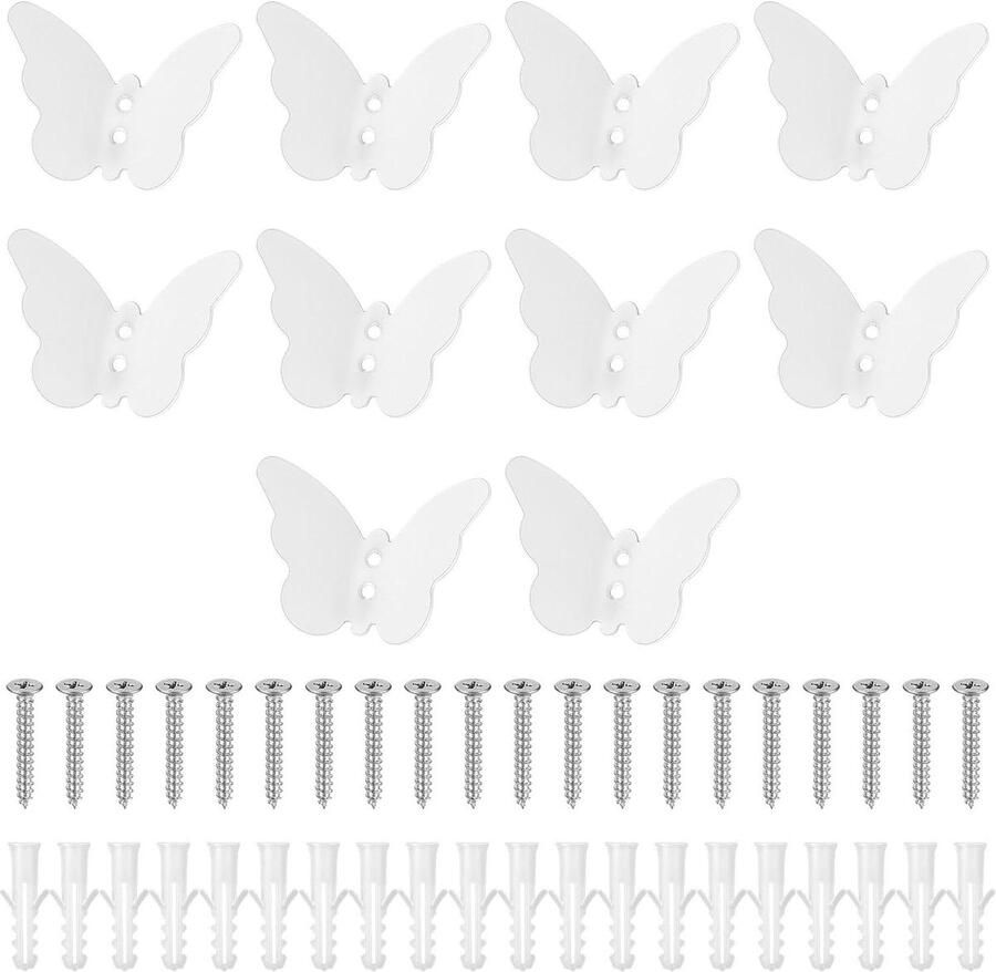 10 stuks witte kapstokhaken voor wandhaken Ophangen van jassen zware metalen vlinderdeurhangers aan de muur Badkamerhaken voor kleding en rugzakken