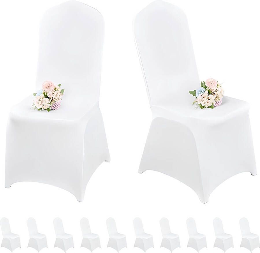 10 stuks witte spandex eetkamerstoelhoezen voor woonkamer stretch spandex stoelhoes universele stretch stoel slipcovers beschermer voor bruiloft banket en feest