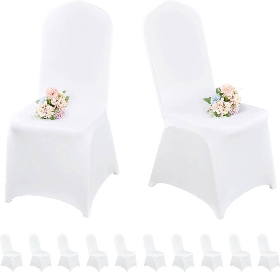10 stuks witte stoelhoezen voor eetkamerstoelen spandex stoelhoezen voor de woonkamer universele eetkamerstoel hoes voor bruiloft banket en feest