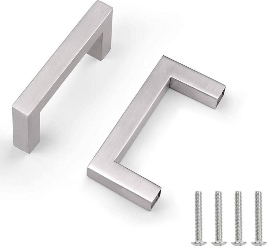 10 stuks zilveren roestvrij stalen deurknoppen meubelgreep met schroef voor lade kast meubels keuken woondecoratie gatafstand 64 mm
