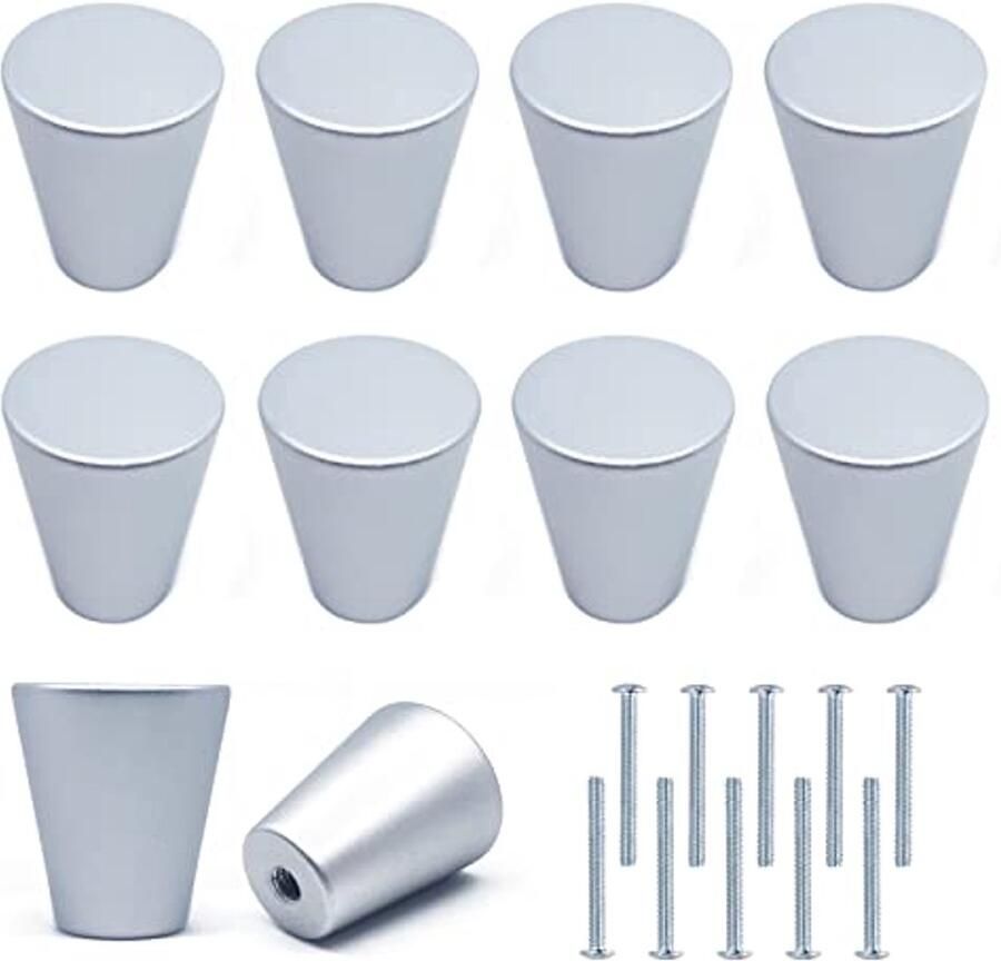 10 Stuks Zilveren Ronde Ladegrepen Duurzame Metalen Kastknoppen voor Kasten en Meubels