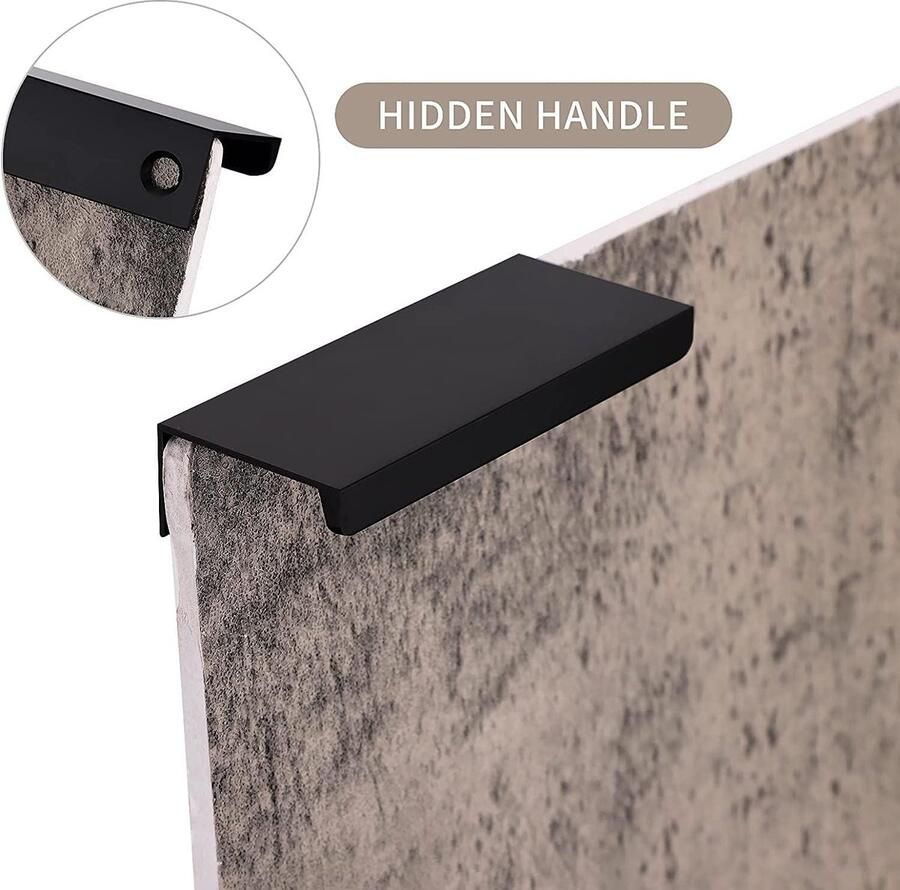10 stuks zwart meubelgreep mat aluminiumlegering onzichtbare handgrepen keuken meubels gatafstand 128 mm