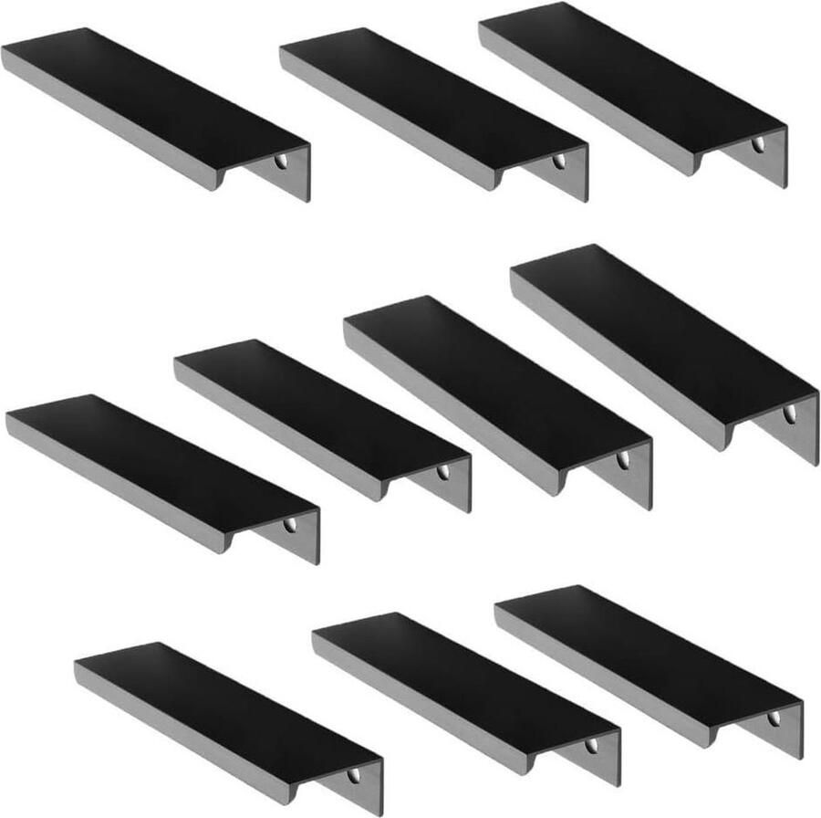 10 stuks zwart meubelgrepen onzichtbare handgrepen voor meubels keuken mat zwart van aluminiumlegering gatafstand 96 mm - Foto 2