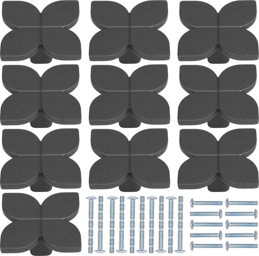 10 Stuks Zwarte Blad Kast Lade Knoppen Elegante Deur Handvatten voor Meubels 42 x 23 mm