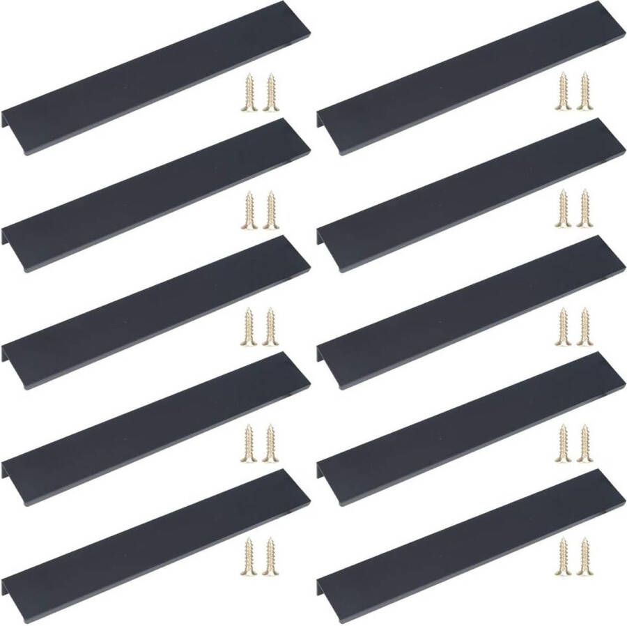 10 stuks zwarte kastgrepen verborgen moderne meubelgrepen met 20 schroeven voor slaapkamer keuken kledingkast gat midden 160 mm