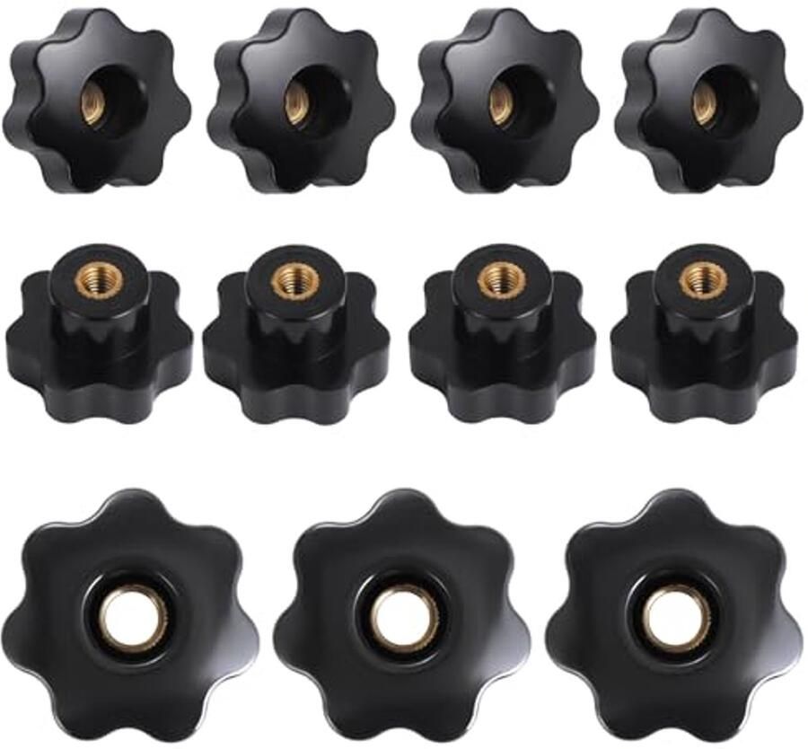 10 Stuks Zwarte Stervormige Kunststof Handgrepen M6