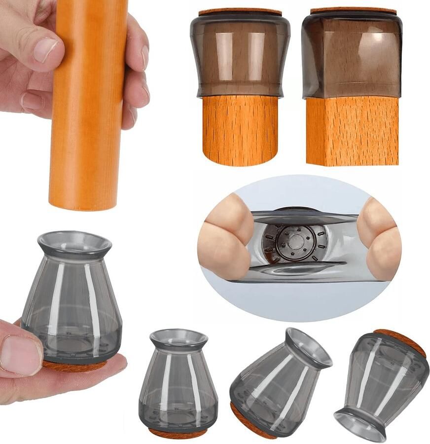 [10 verpakkingen] Siliconen + vilt stille antislip voetjes geschikt voor 1 8-3 cm tafel- en stoelpoten krukvoetbeschermers dikke slijtvaste en krasvaste vloermatten zwarte universele stijl