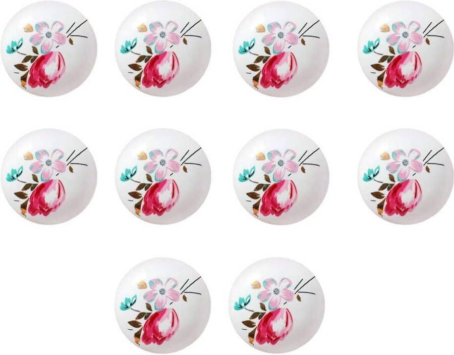 10 vintage ladeknoppen kastknoppen meubelknoppen kastgrepen deurknoppen knop voor kast lade van keramiek (wit-tulp)