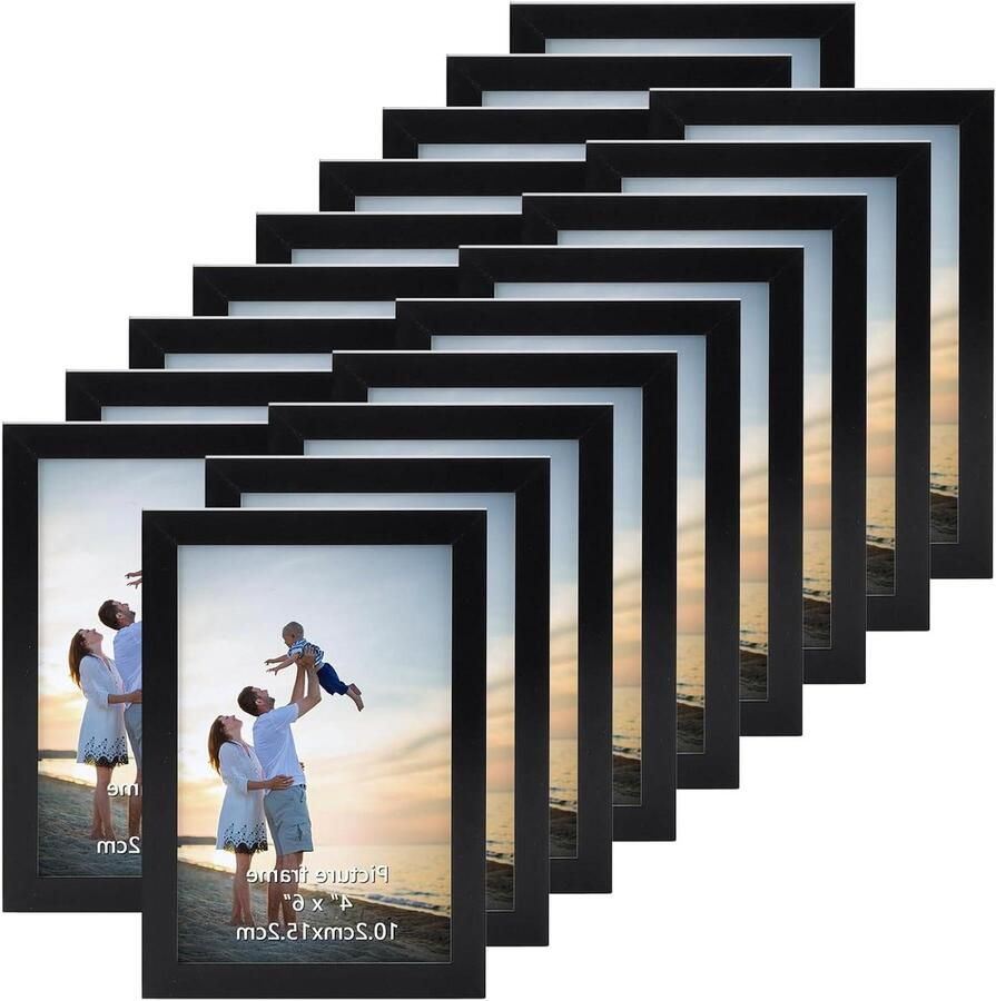 10 x 15 cm Fotolijst Set van 18 Geschikt voor muur en tafel Zwart Voor kantoren en woningen