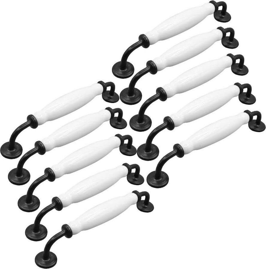 10 x Booggrepen Deurknoppen Handgrepen en Ladeknoppen Kastgrepen Meubelgreep (Boorafstand 160 mm) cabinet handle black