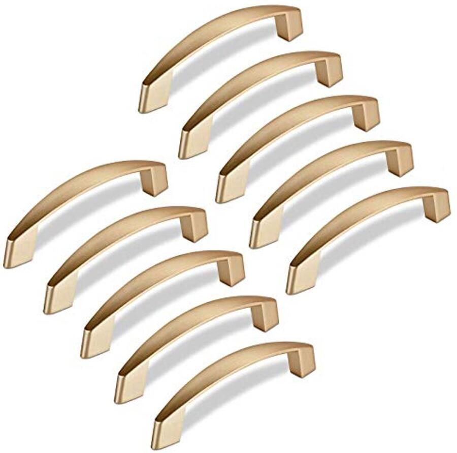 10 x Meubelgreep Boorgatafstand 96 mm Messing optiek geborsteld