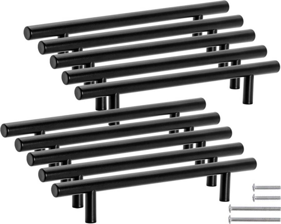 10 x meubelgrepen mat zwart 128 mm echt roestvrij staal Ø 10 mm keukengrepen kastgrepen badkamermeubels woonkamer meubels stanggrepen railinggreep kasten dressoir ladegrepen