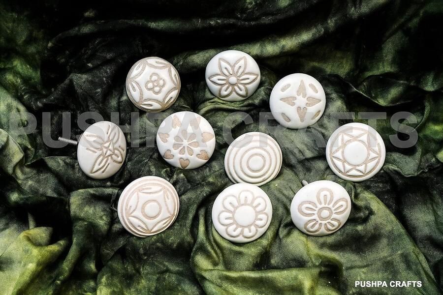 10 X Mix Vintage Look Wit Creame Creme Bloem Keramische Knoppen Deurklink Kast Lade Kast Pull