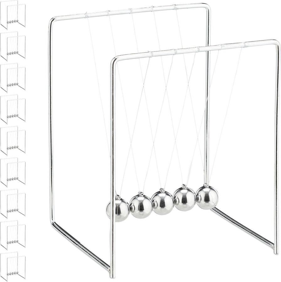 Relaxdays 10 x newton cradle 5 balanceerballen voor op het bureau Newton pendel