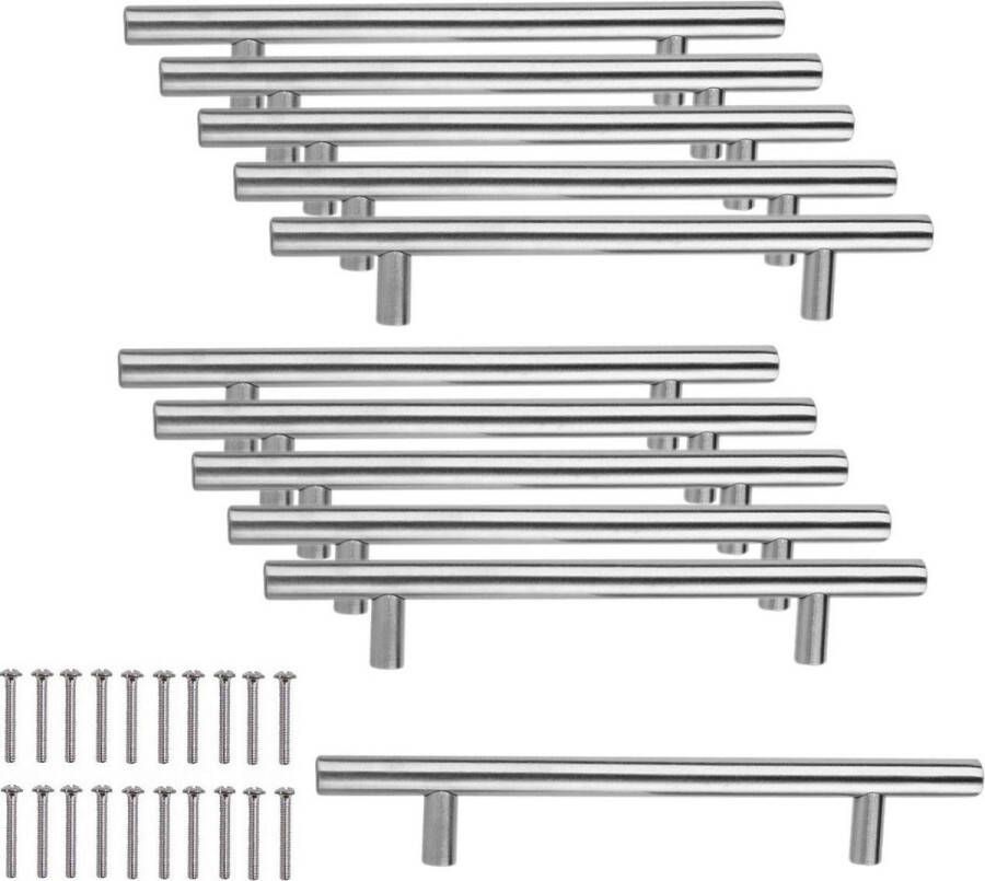 10 x roestvrijstalen handgrepen meubelgreep stanggreep boorgatafstand 128 mm railgrepen voor kast lade kledingkast en kastdeur