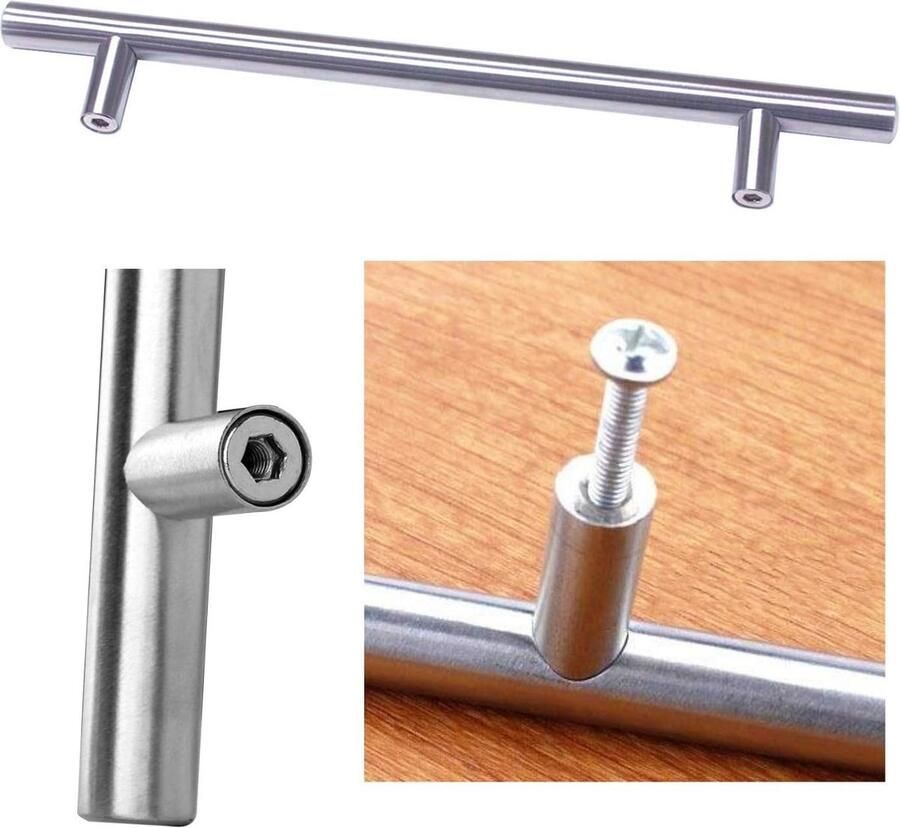 10 x roestvrijstalen handgrepen meubelgreep stanggreep boorgatafstand 128 mm relinggreep voor kasten kastlades en kastdeuren