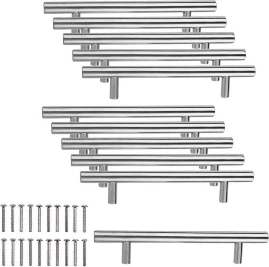 10 x roestvrijstalen handgrepen meubelgreep stanggrepen boorgatafstand 96 mm relinggrepen voor kast kastlade kledingkast en kastdeur