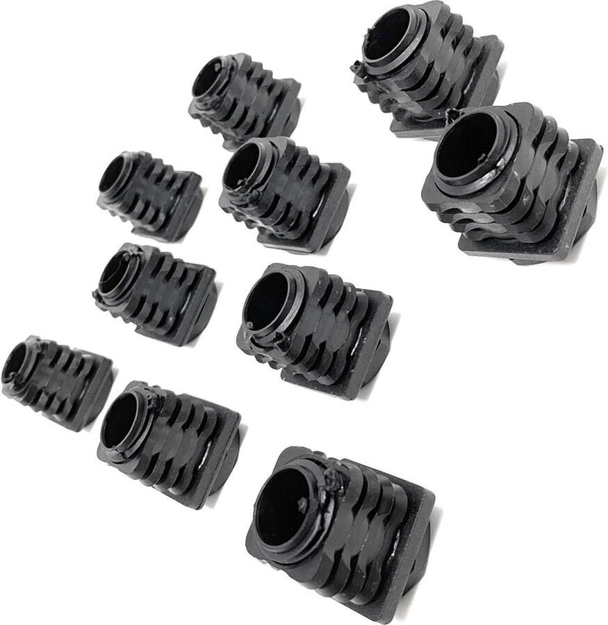 10 x vierkante buisstoppen afstelstoppen met lamellen 30 x 30 mm