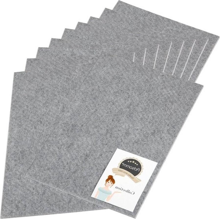 10 x zelfklevende viltplaten grijs 200 x 300 mm rechthoekig viltdoppen op maat snijden 35 mm dik meubel- en vloerglijders