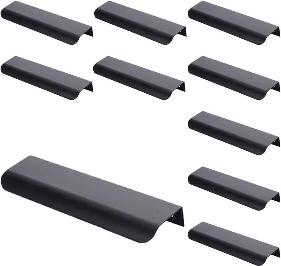 10 zwarte verborgen kastgrepen 150 mm voor keukenmeubels ladedeurgrepen voor kasten gatafstand 128 mm