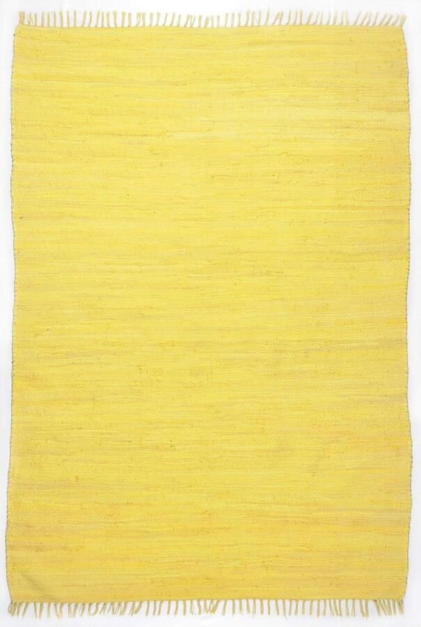 100% cotton hand-woven yellow carpet 40 x 60 cm Theo Keller Happy Cotton