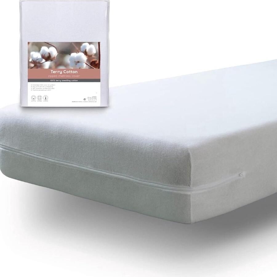 100% Katoenen Matrashoes met Rits – Ademend Elastisch Machinewasbaar tot 60ºC Beschermt Tegen Stof en Vuil – Geschikt voor Matrassen van 190-200 cm Lang en tot 30 cm Hoog - Foto 2