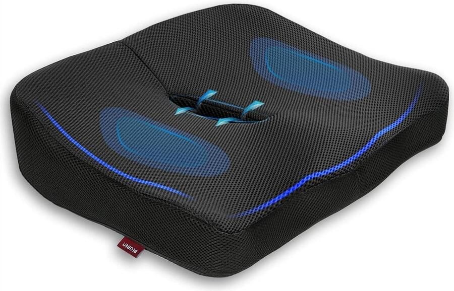 100% Pure memory foam Zitkussen Ergonomisch ontwerp Verlicht rug heup en stuitbeen pijn Bureaustoel autostoel rolstoel Zwart