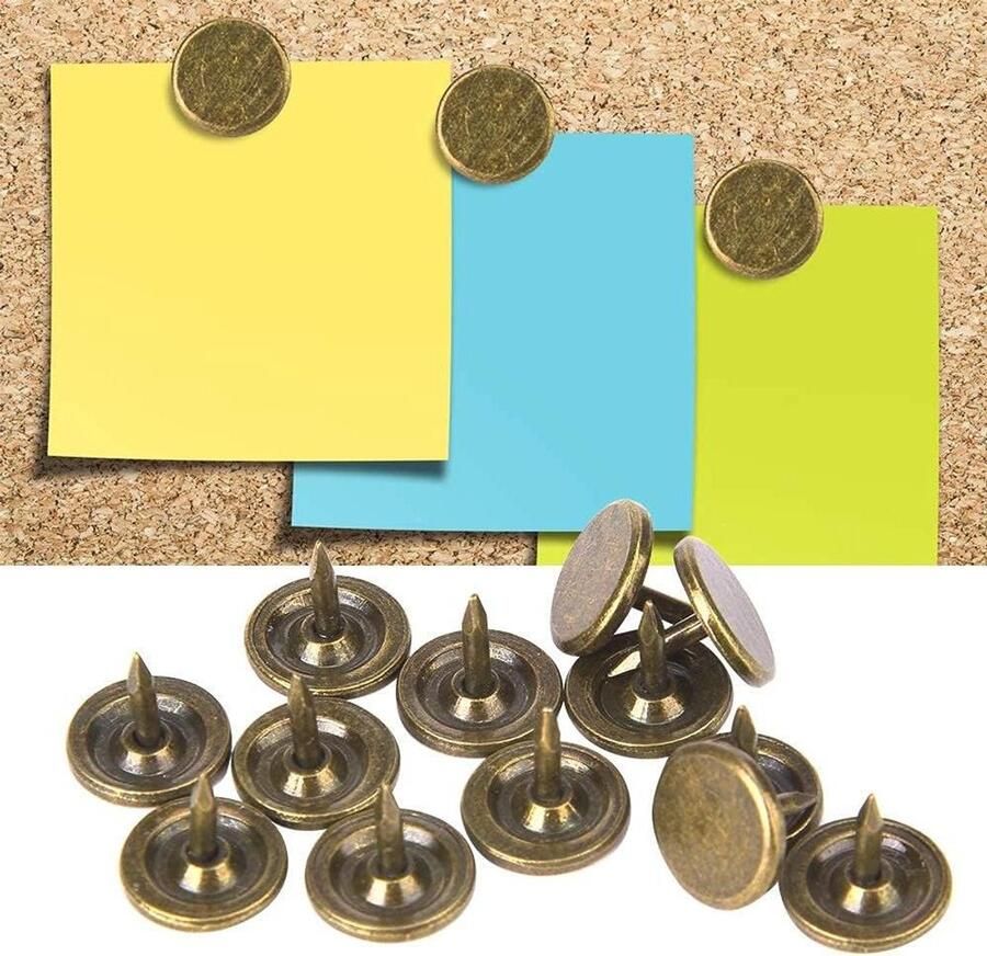 100 stuks grote platte kop bronzen gestoffeerde meubelnagels antieke decoratieve pennen (9 x 8 mm) ideaal voor bank en meubelaccessoires