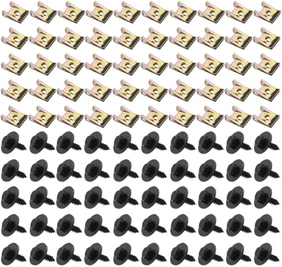 100 Stuks Plaatmoer en Schroefmoer Clip Kit voor Auto Decoratie