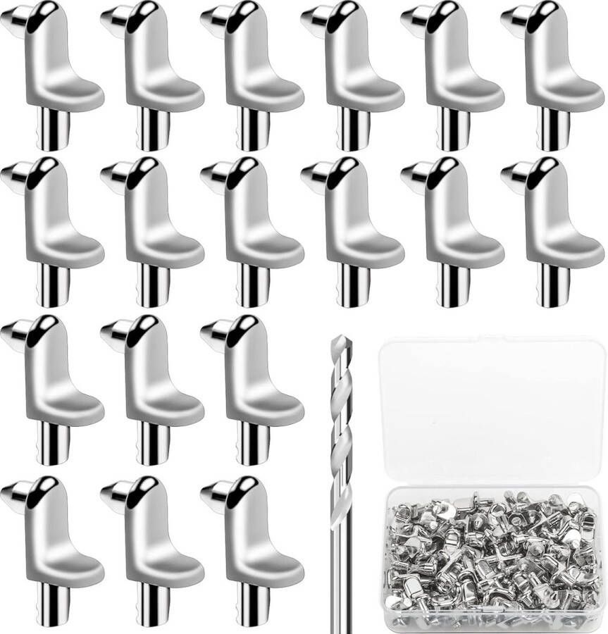 100 stuks planksteunen 5 mm planksteun voor planken zinklegering met doos hamerboor M5 voor boekenplank kast meubelkast