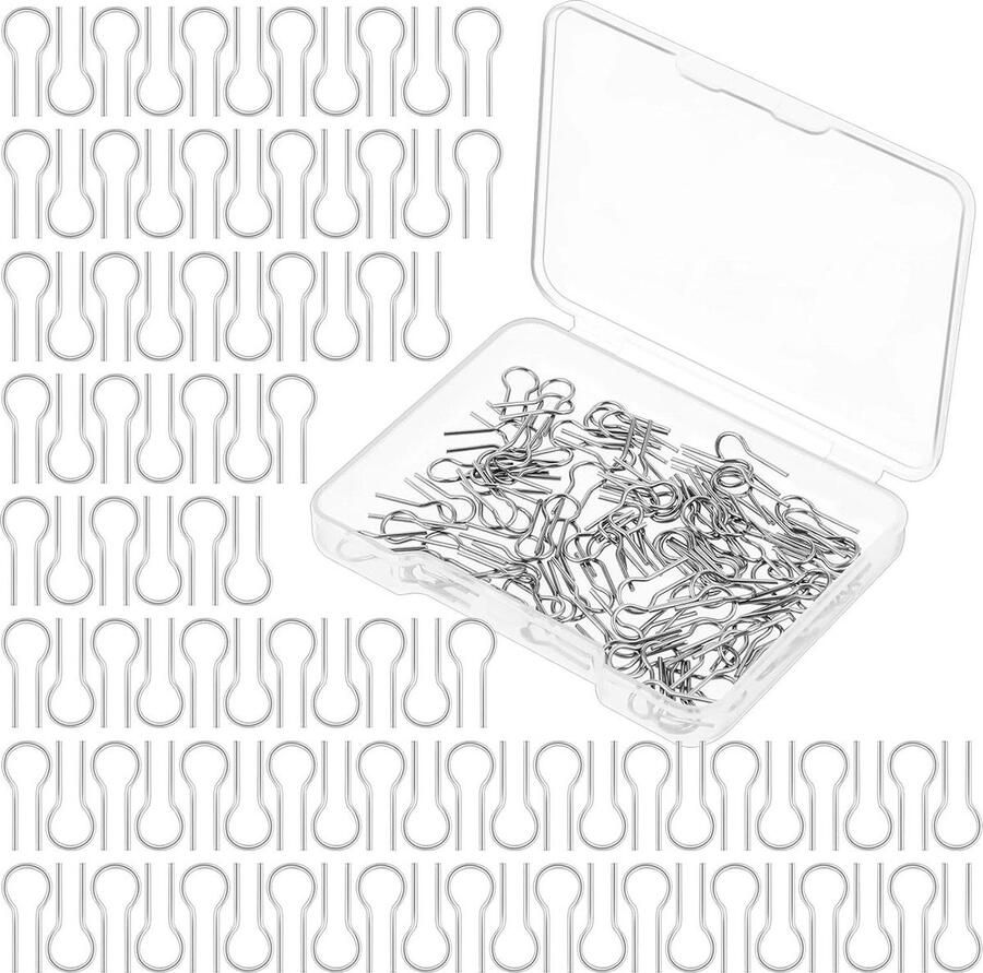 100 stuks Springringen van Nichrome Draad op Hoge Temperatuur Fusing Wire R-vormige Opknoping Brandende Naald met Opbergdoos voor DIY Hanger Keramische Metaalbewerking