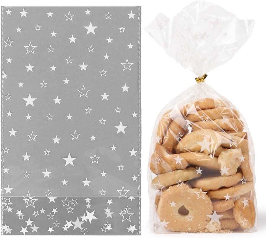 100 stuks transparante stersnoepzakjes van kunststof OPP-zak kleine cellofaanzakjes 14 5 x 24 cm geschenkverpakking voor Kerstmis feest