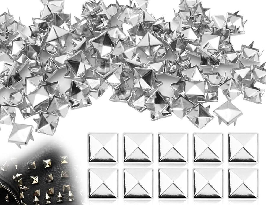 100 stuks vierkante klinknagels metaal voor leer piramide spikes doe-het-zelf punk klinknagels voor tassen leren band mantels handschoenen KAPSING
