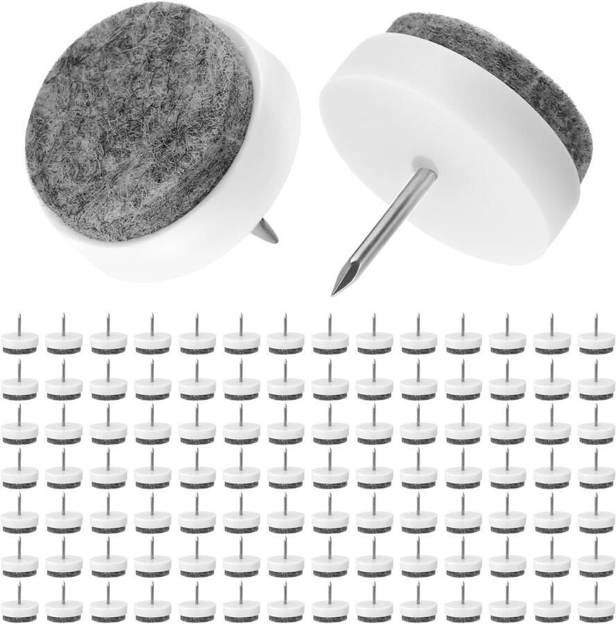 100 Stuks Viltglijders Meubelen Φ24 mm Grijs Vilten Vloerbescherming met Schroeven voor Stoelmeubels