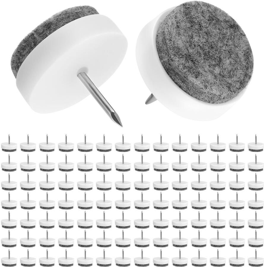 100 Stuks viltglijders meubelen Φ24 mm vilten vloerbescherming grijze viltglijders met schroeven voor stoelmeubels