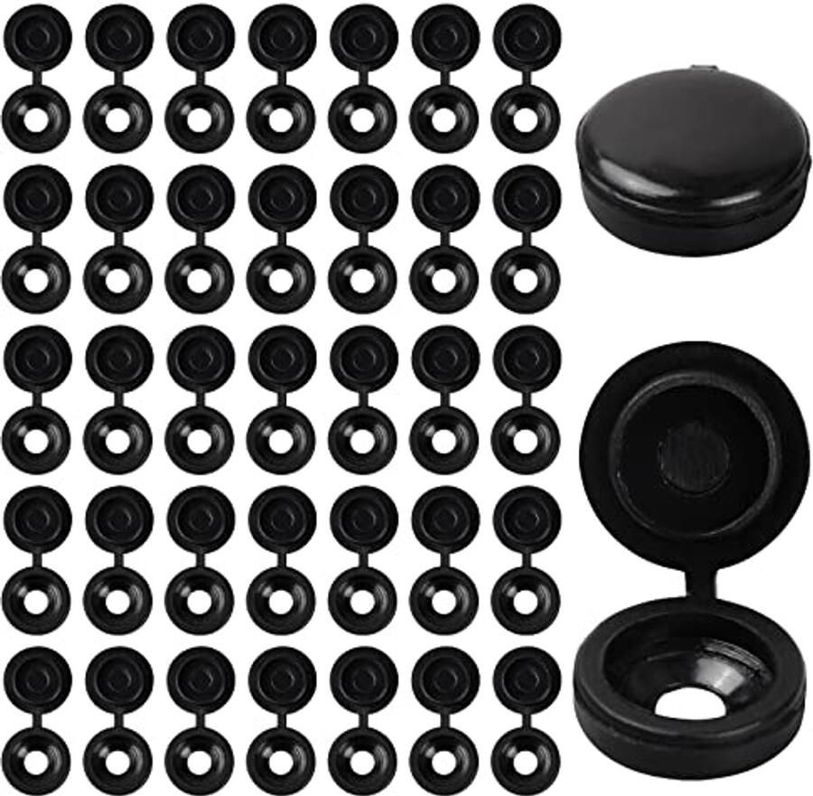 100 stuks zwarte afdekkapjes voor schroeven kunststof schroefdoppen voor meubels en kledingkasten