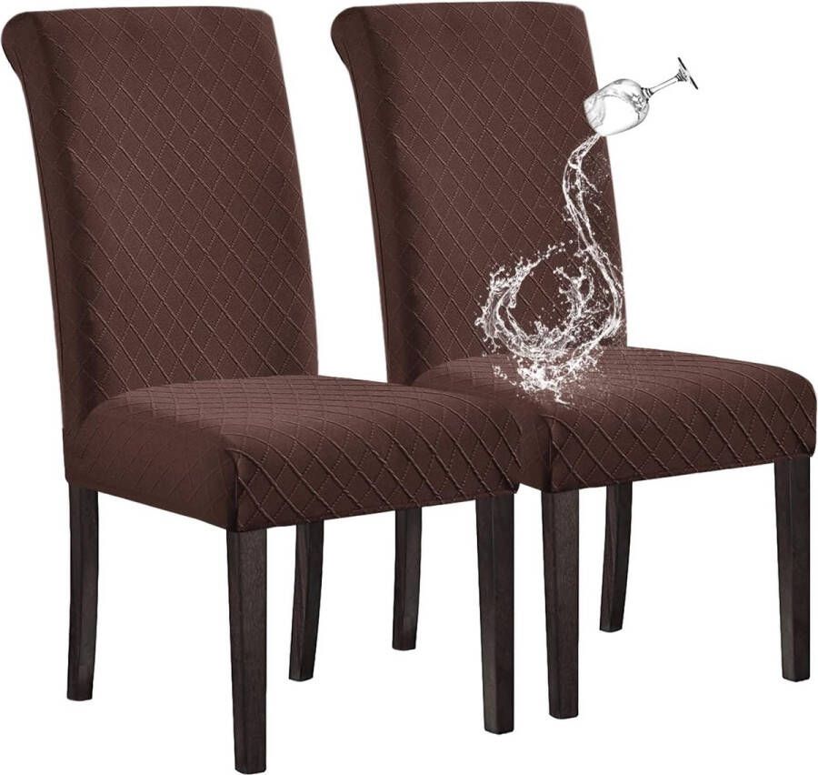 100% waterdichte eetkamerstoelhoes stretch jacquard Parsons stoelhoes afneembare wasbare stoelbeschermer (koffie set van 2)