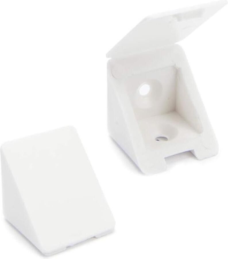 100 x corpusverbinder meubelverbinders hoekverbindingen met afdekklep BT1 2-gaats wit materiaal: kunststof