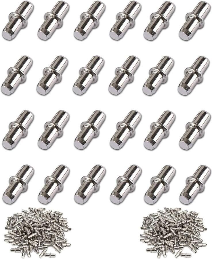 100pcs 5mm Shelf Pens Metalen Pens RVS Bedrukking voor Keukenkasten Boekenkasten Zilver